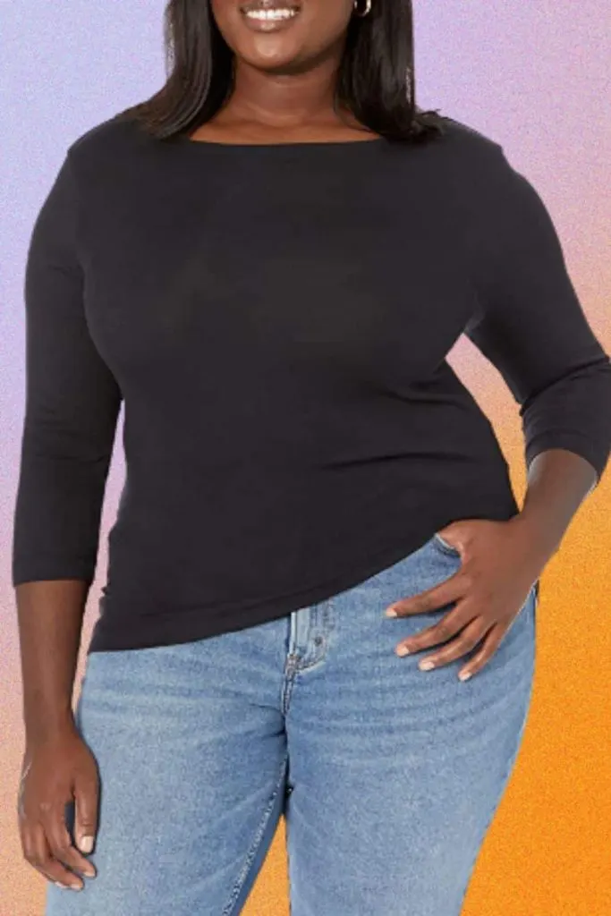 amazon boat neckline black top