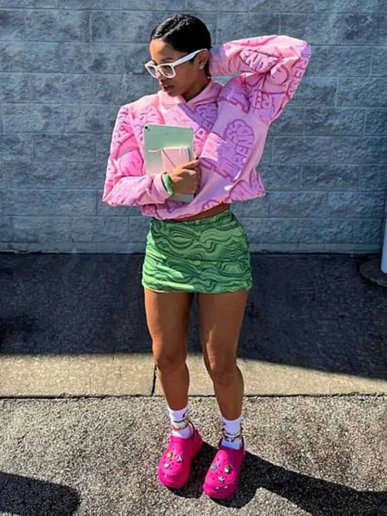 Black girl standing concert shoes