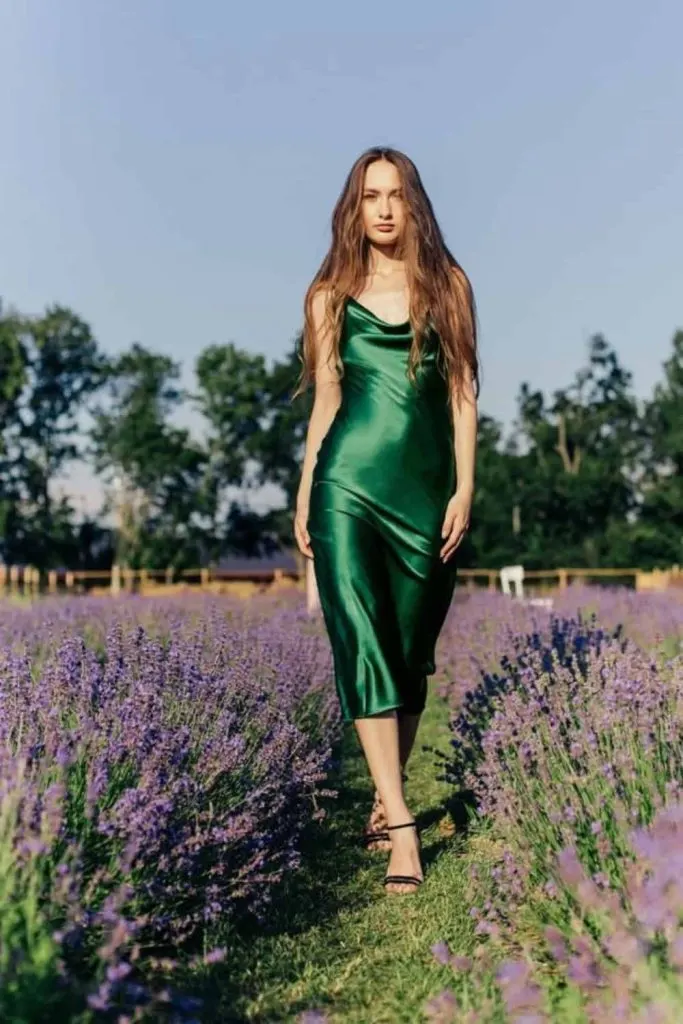 satin dress women outfit 