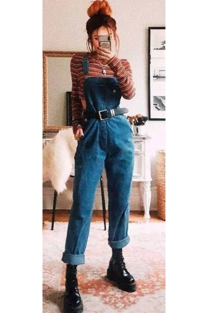 Colorblock top and dungaree