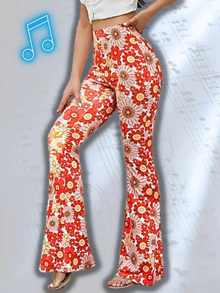 retro flower flare pants 