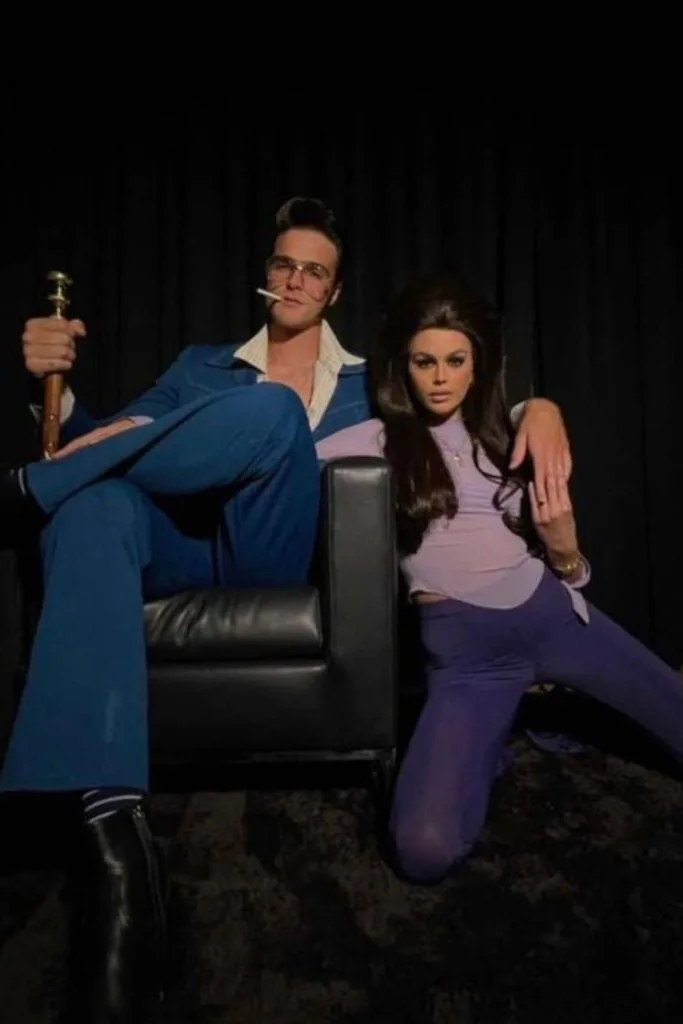 Elvis and Priscilla's classic blue & purple look