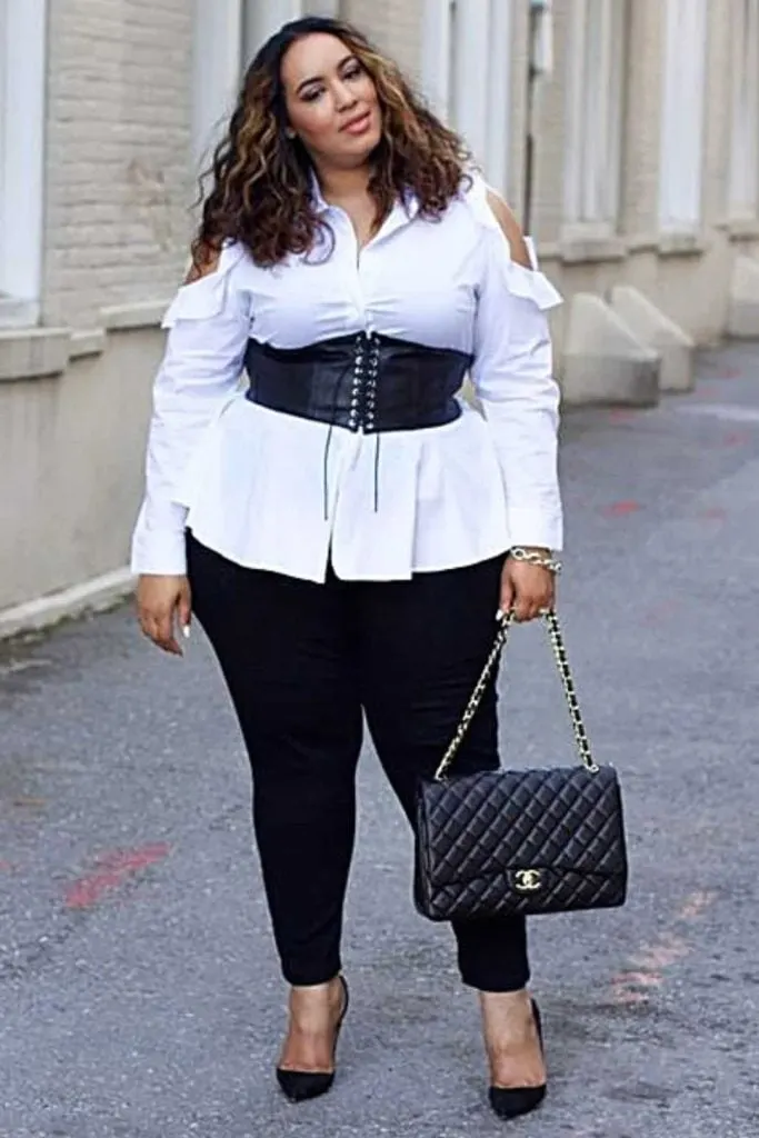 plus size corset belt outfit
