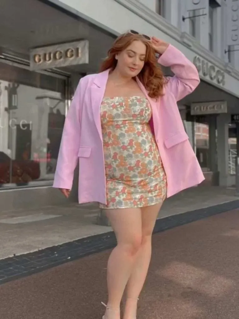 oversized blazer and tube dress