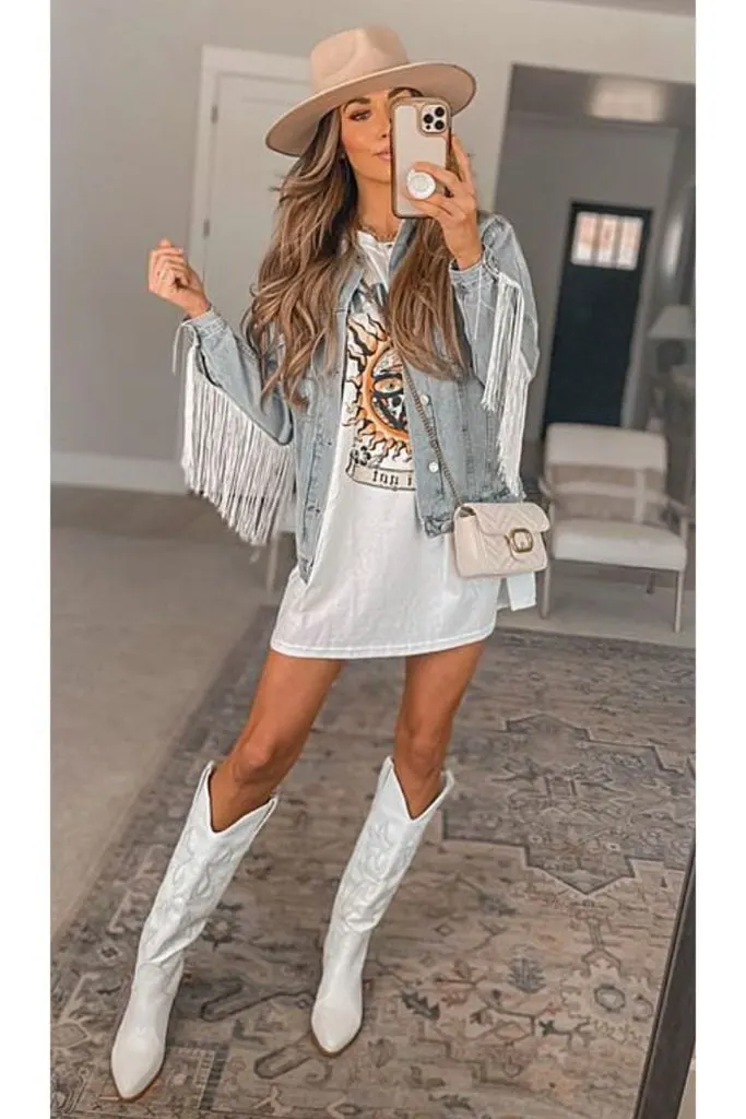 Denim jacket oversized tee