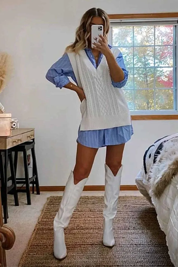 shirt dress and sweater