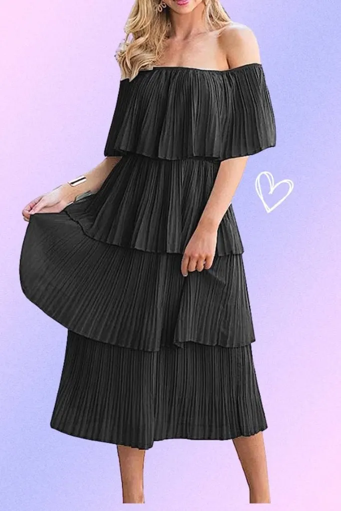 off shoulder tiered dress amazon