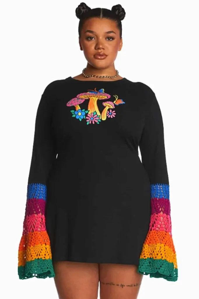 Plus size cute emo mushroom dress