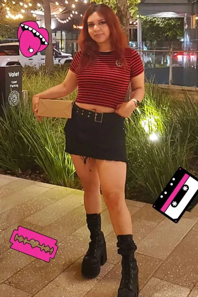 Black and red striped tee ALT style