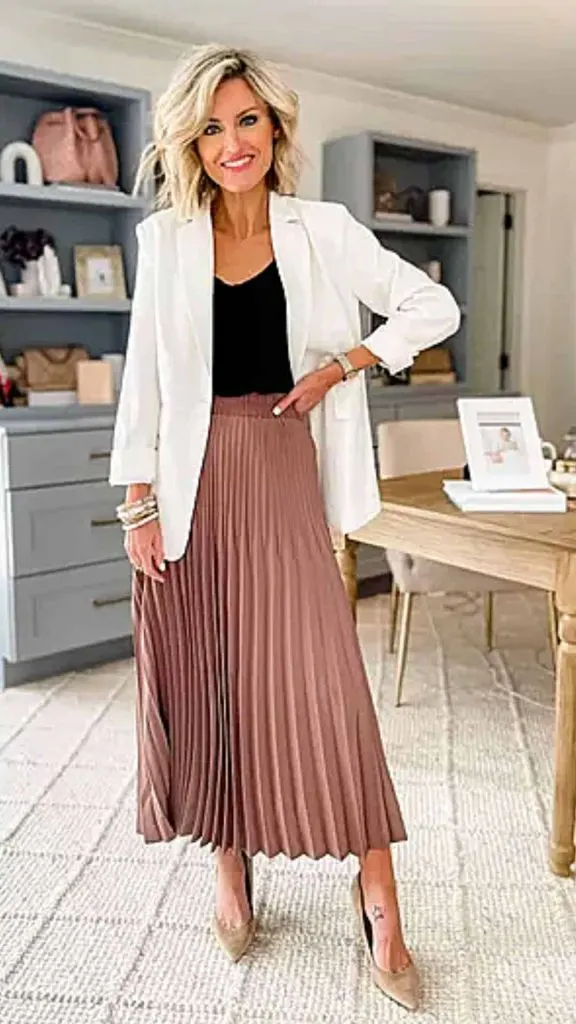 White blazer first day of work