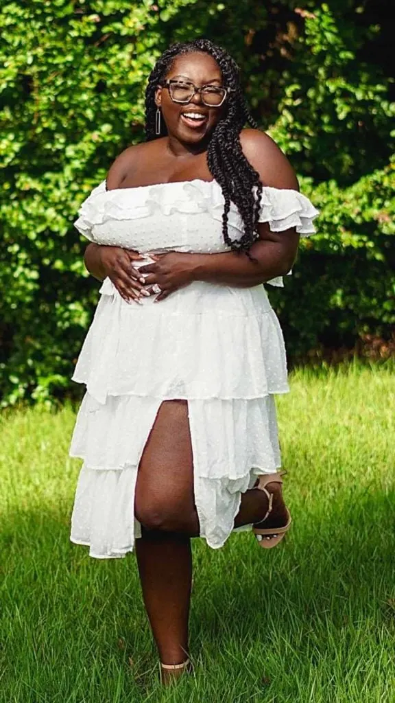 LULUS Front slit tiered white dress