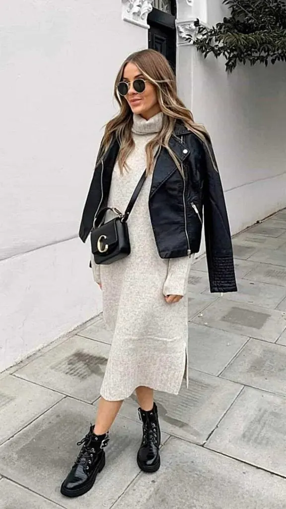 long sweater dress combat boots