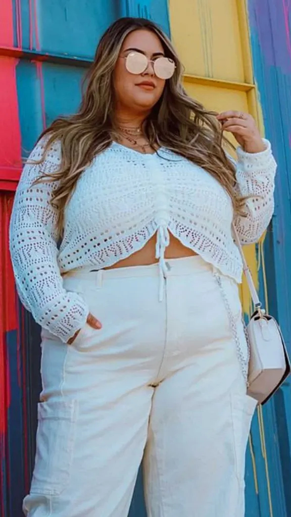 All-white plus size denim summer outfits
