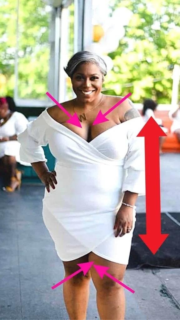 Plus size big V-neck white dress