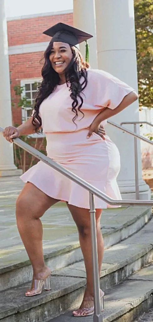 plus size graduation pastel pink dress