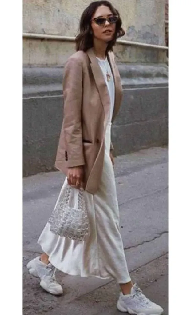 Formal dress with white sneakers