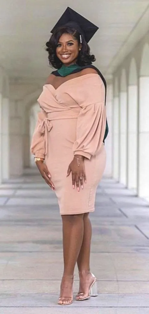 off-shoulder dress outfit plus size graduation