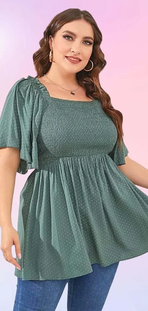 plus size teacher square neck peplum top