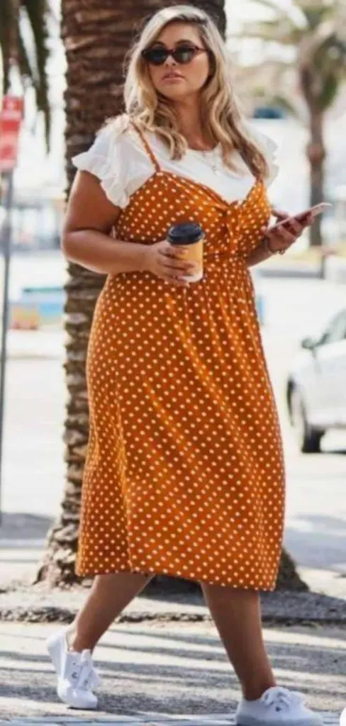 plus size teacher outfit white tee 