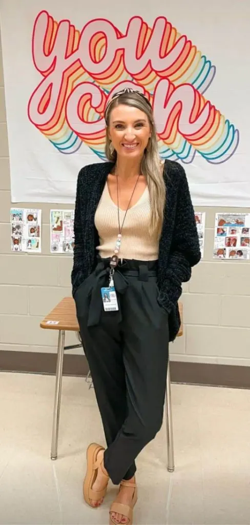 cardigan fall teacher outfit