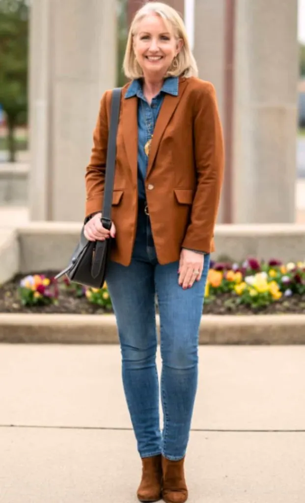 ankle boots with blazer over 50