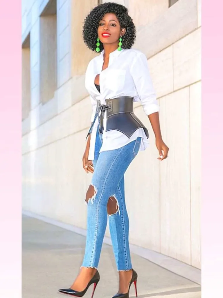 how to tuck in shirt peplum belt