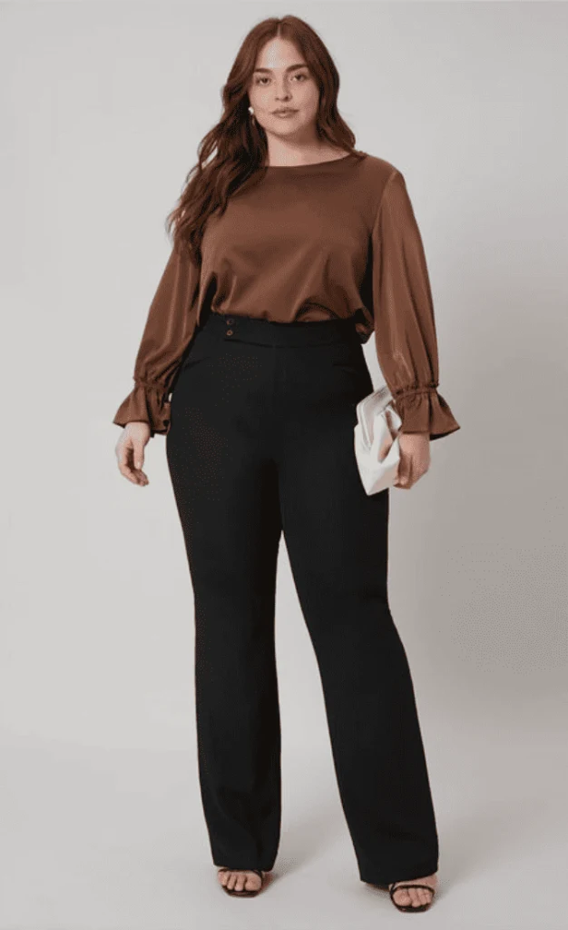 first day of work outfit plus size satin top