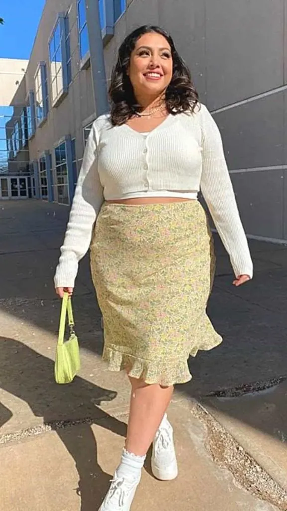 plus size floral dress with sneakers
