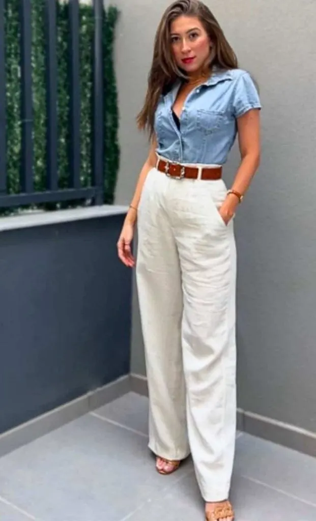Jeans shirt linen pants