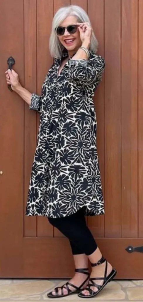 dresses and leggings senior woman