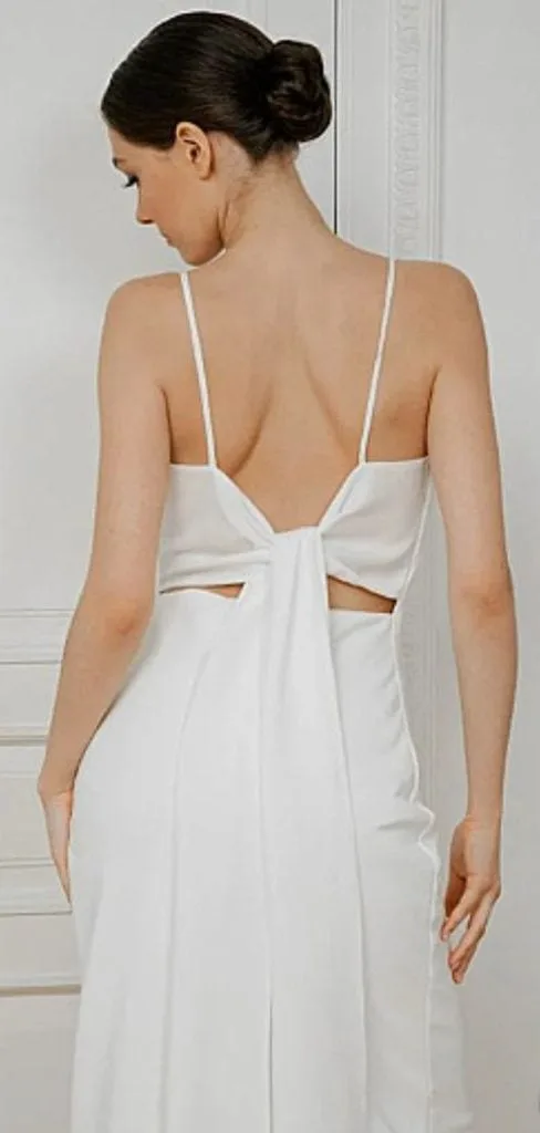 low bun spaghetti strap dress