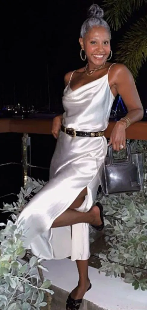 white satin dress outfit