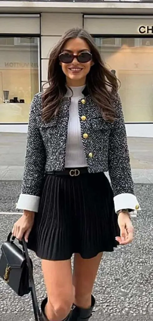 PREPPY STYLE tweed jacket outfit