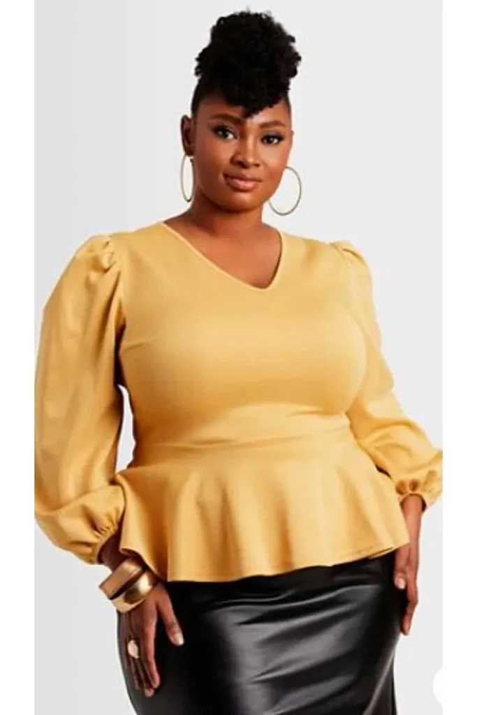 long sleeve peplum top plus size