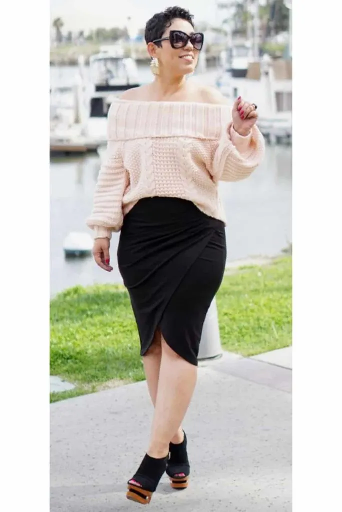 plus size wedding guest skirt and top