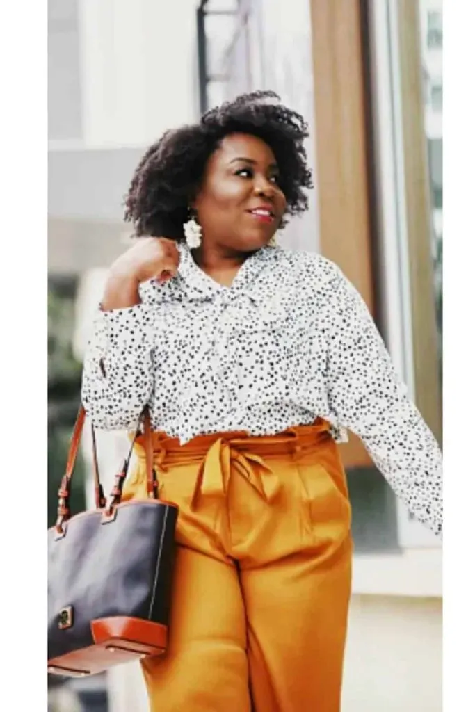 paperbag pants plus size wedding guest black women