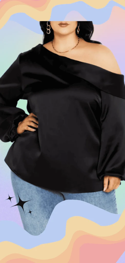 plus size black top evening wear