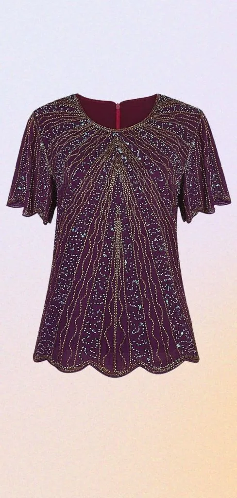 plus size formal beaded top