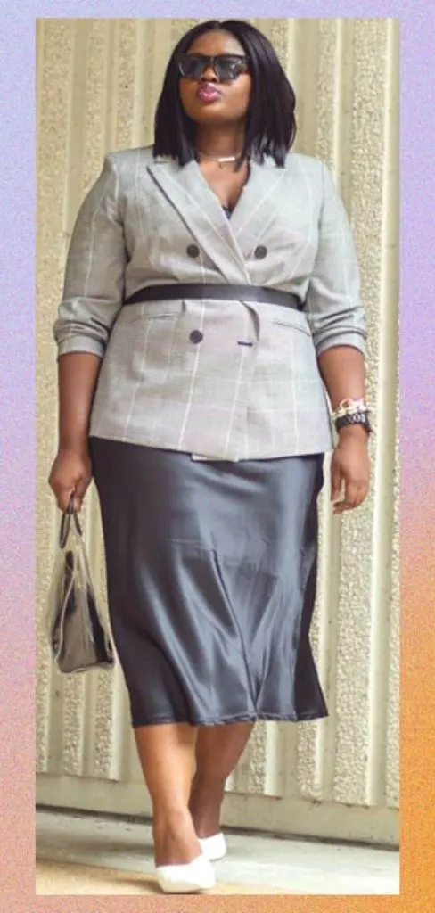 plus size belted blazer top evening wear