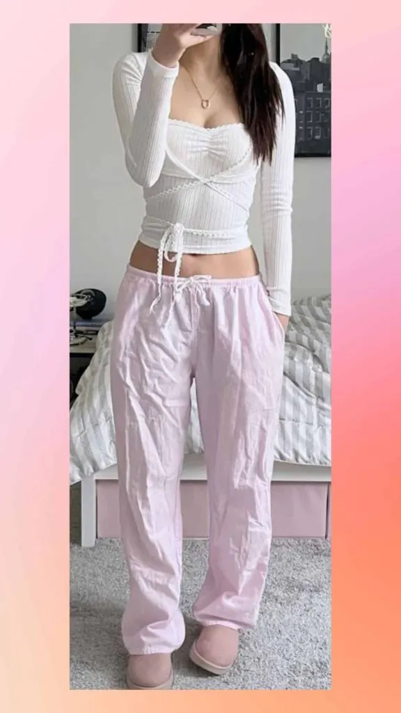 cute jogger pants school girl outfit