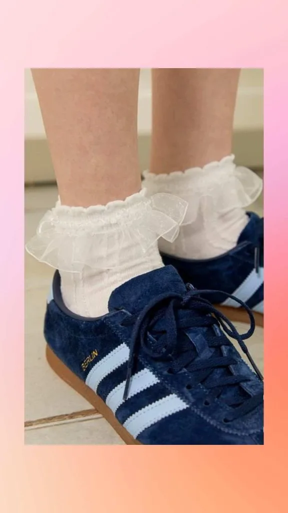 white frill socks and sneakers
