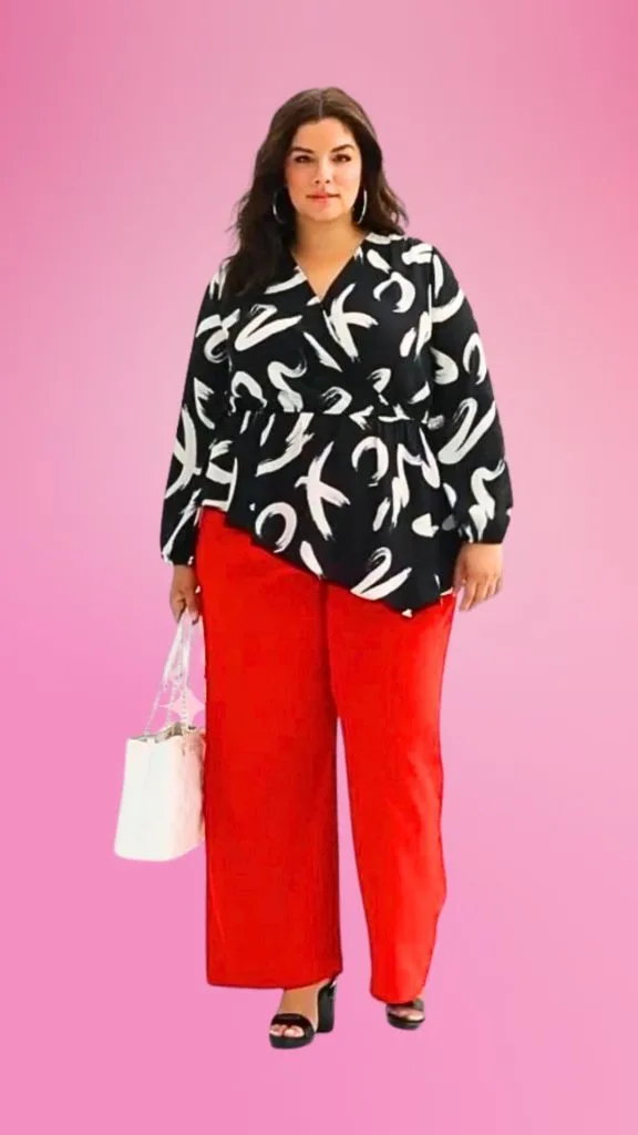 assymmetical top plus size work attire