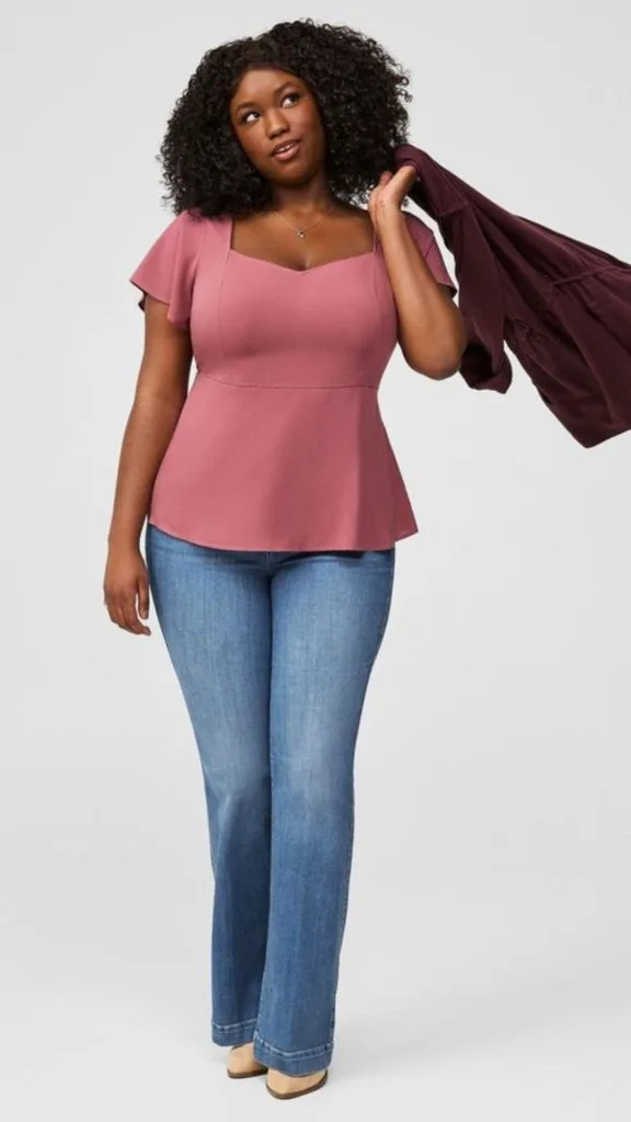 peplum top and jeans plus size work outfits