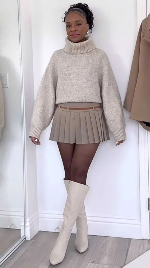 black girl pleated skirt outfit ideas