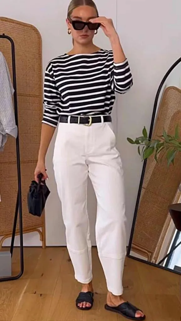 Nautical tops cream jeans