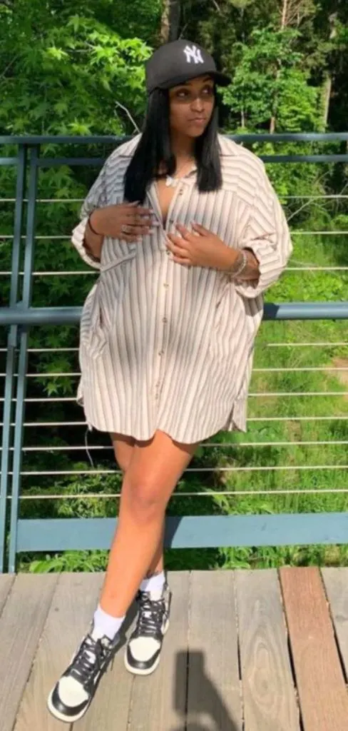 plus size oversized shirt dress sneakers