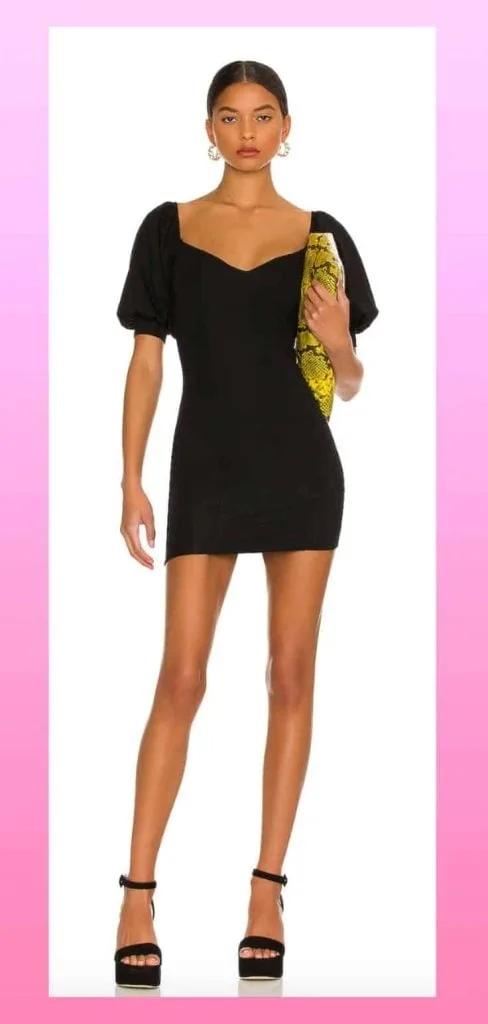 puffy sleeve black dress wedding spring