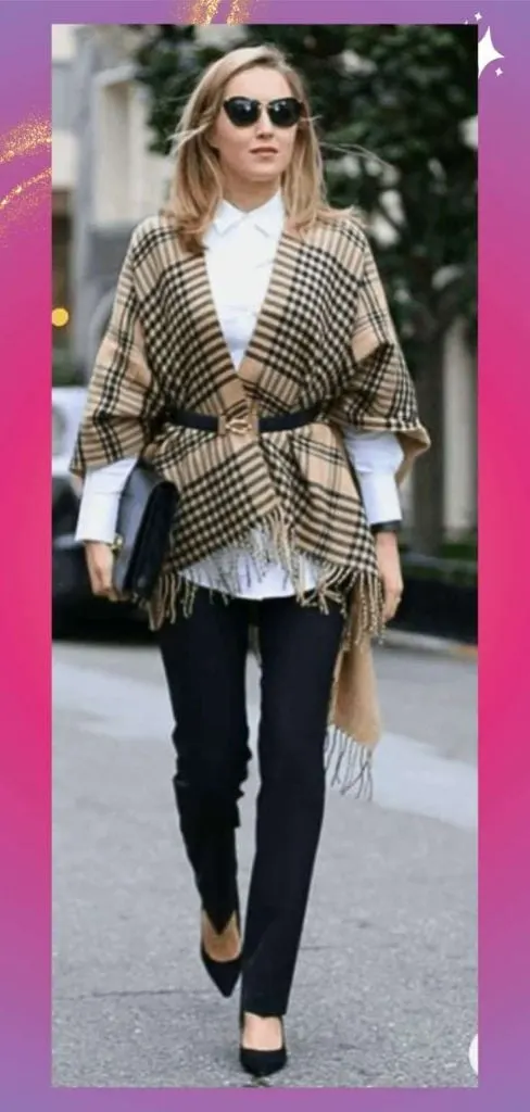 shawl with belt outfit ideas