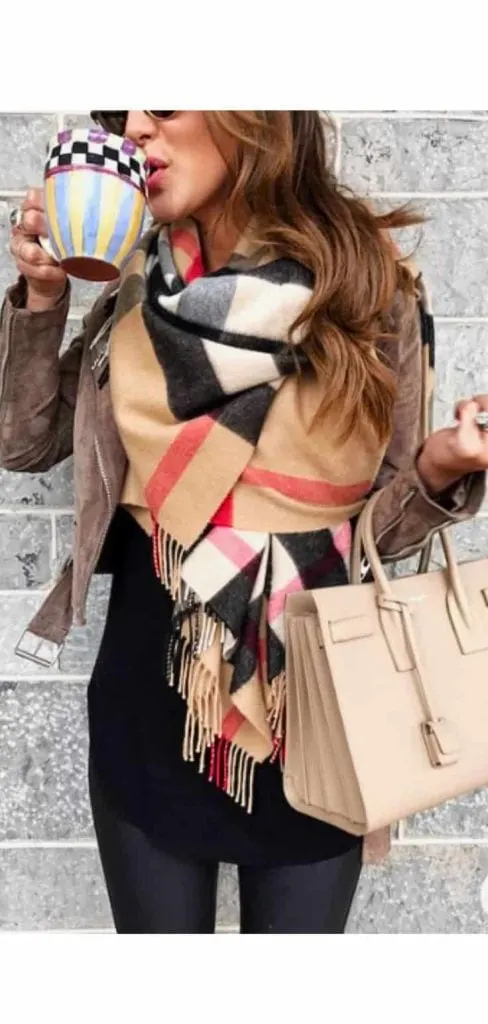 black girl Burberry scarf outfit