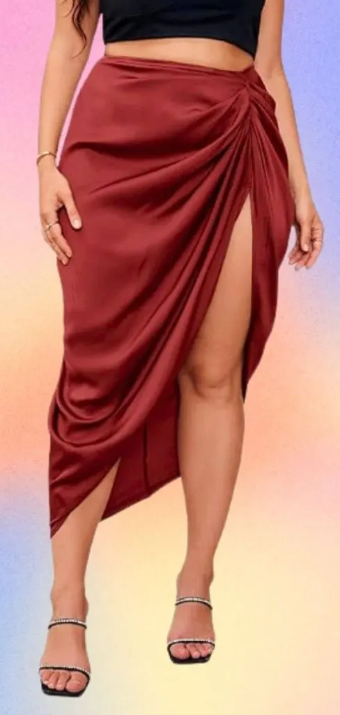 ruched satin skirt hide tummy